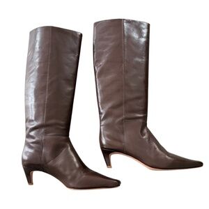 Reformation Remy Knee High Boots Kitten Heel Chesnut Brown Size 9.5